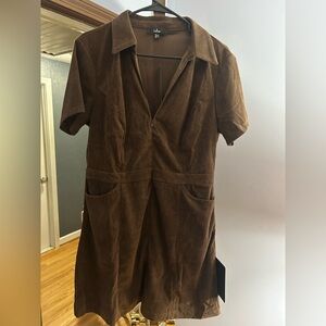 Lulu's Chocolate Brown Corduroy Dress